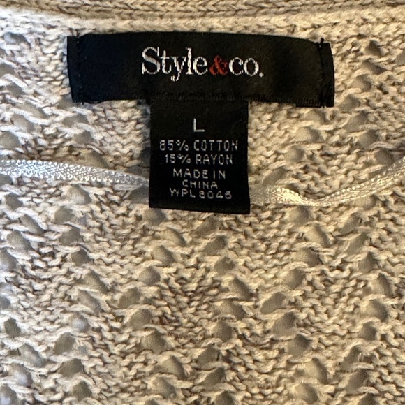 Style & Co. Textured Light Tan 3 Button Long Cardigan With Open Bottom - Picture 2 of 7